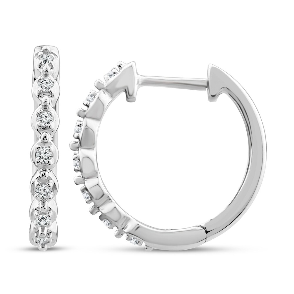 Diamond Hoop Earrings 1/10 ct tw Round 10K White Gold fisM8xdV