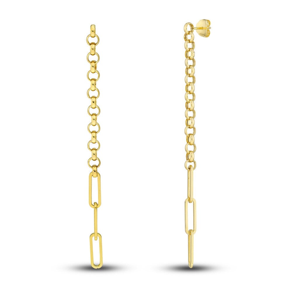 Paperclip/Rolo Chain Dangle Earrings 14K Yellow Gold fo9fVkQQ