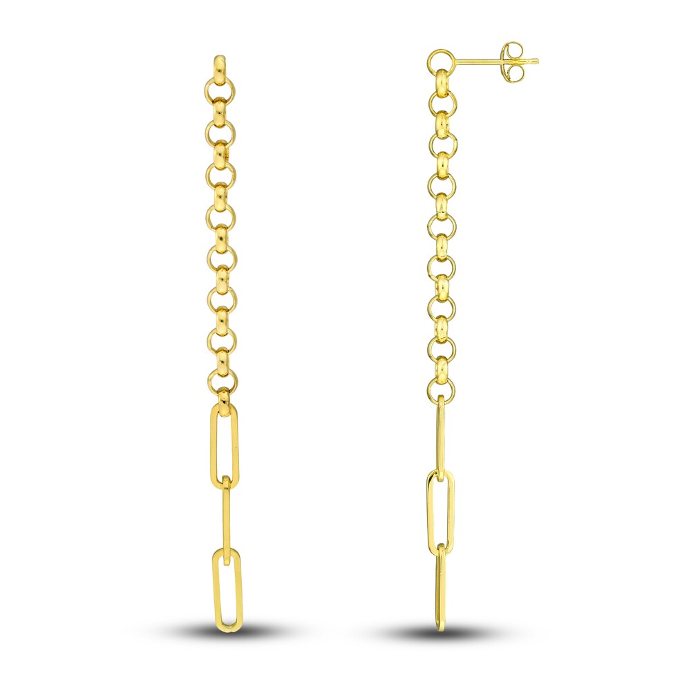 Paperclip/Rolo Chain Dangle Earrings 14K Yellow Gold fo9fVkQQ