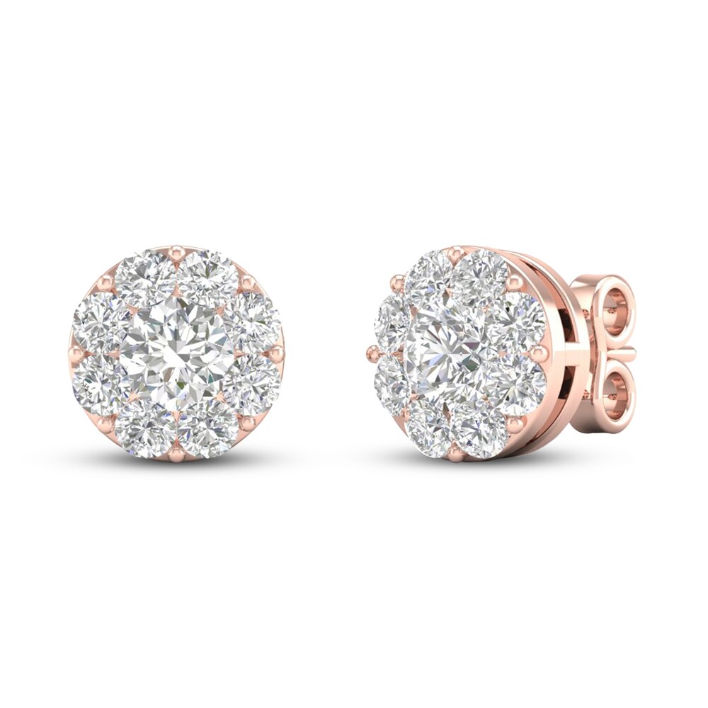 Diamond Stud Earrings 1 1/2 ct tw Round 14K Rose Gold fpxp0qYy