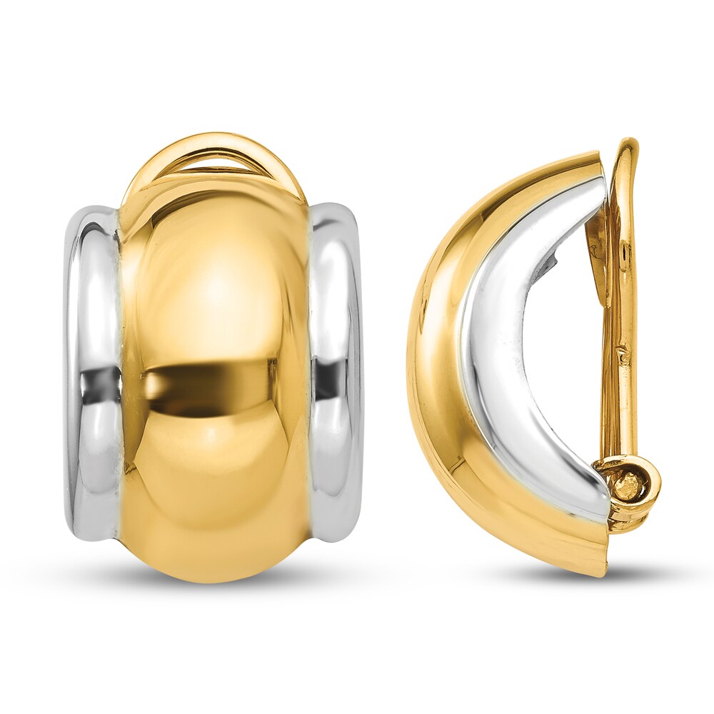 Omega Clip Hoop Earrings 14K Yellow Gold fqUTOG6M