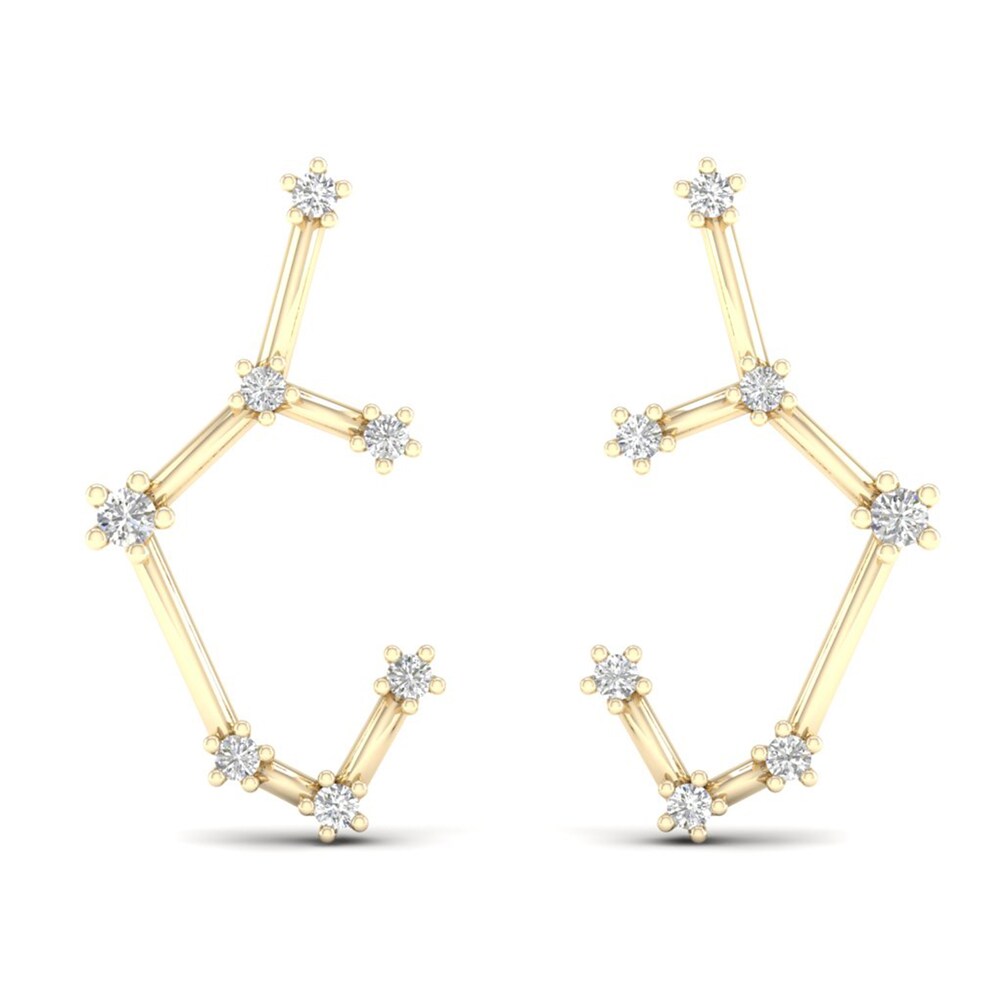 Diamond Sagittarius Constellation Earrings 1/8 ct tw Round 14K Yellow Gold fuOUqViE