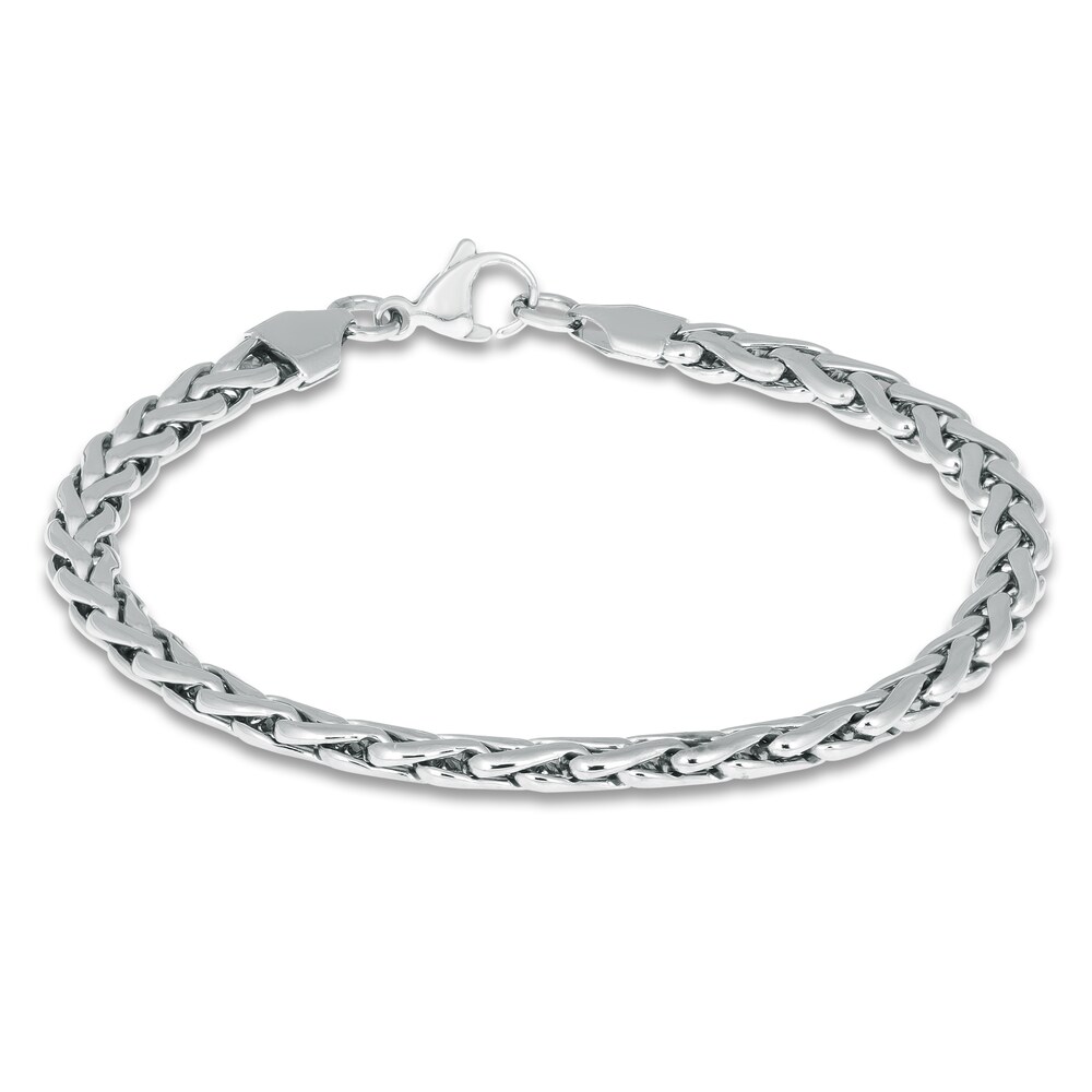 Men's Round Wheat Stainless Steel Bracelet 8.5" fzIacJnG