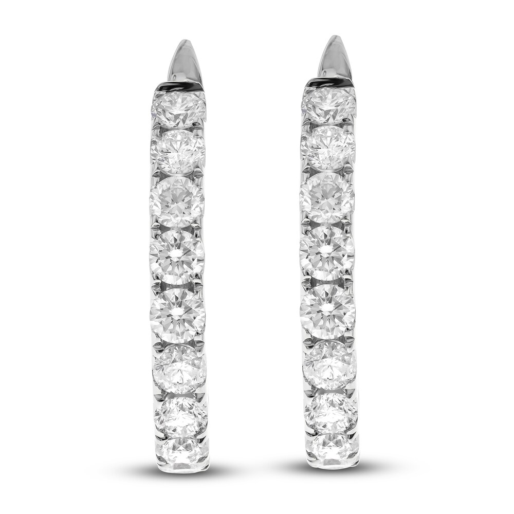 Diamond Hoop Earrings 2 ct tw Round 14K White Gold fzlUtG7s