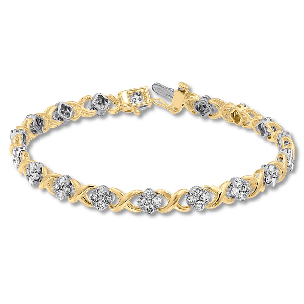 Diamond Bracelet 3 carats tw Round 14K Two-Tone Gold g4P8BKRP