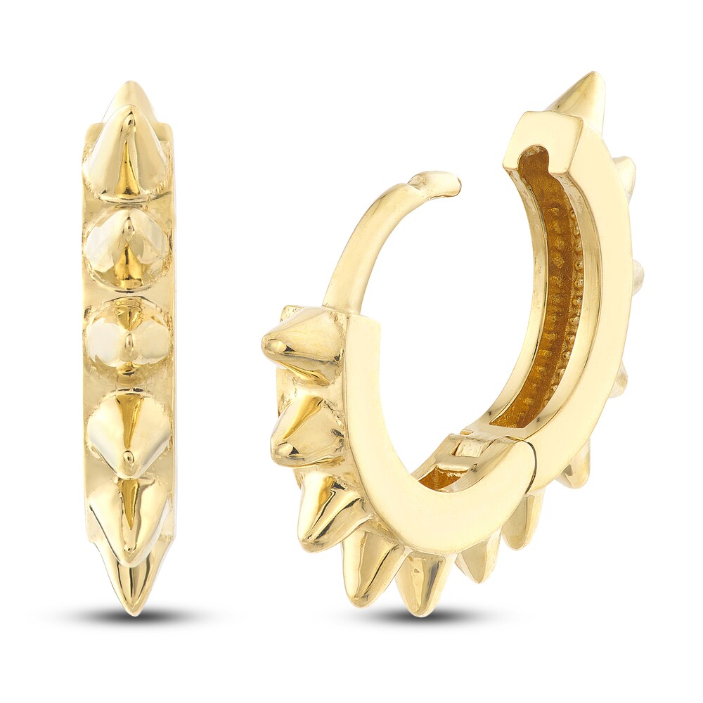 Polished Spike Huggie Earrings 14K Yellow Gold 10mm gChNF6DL