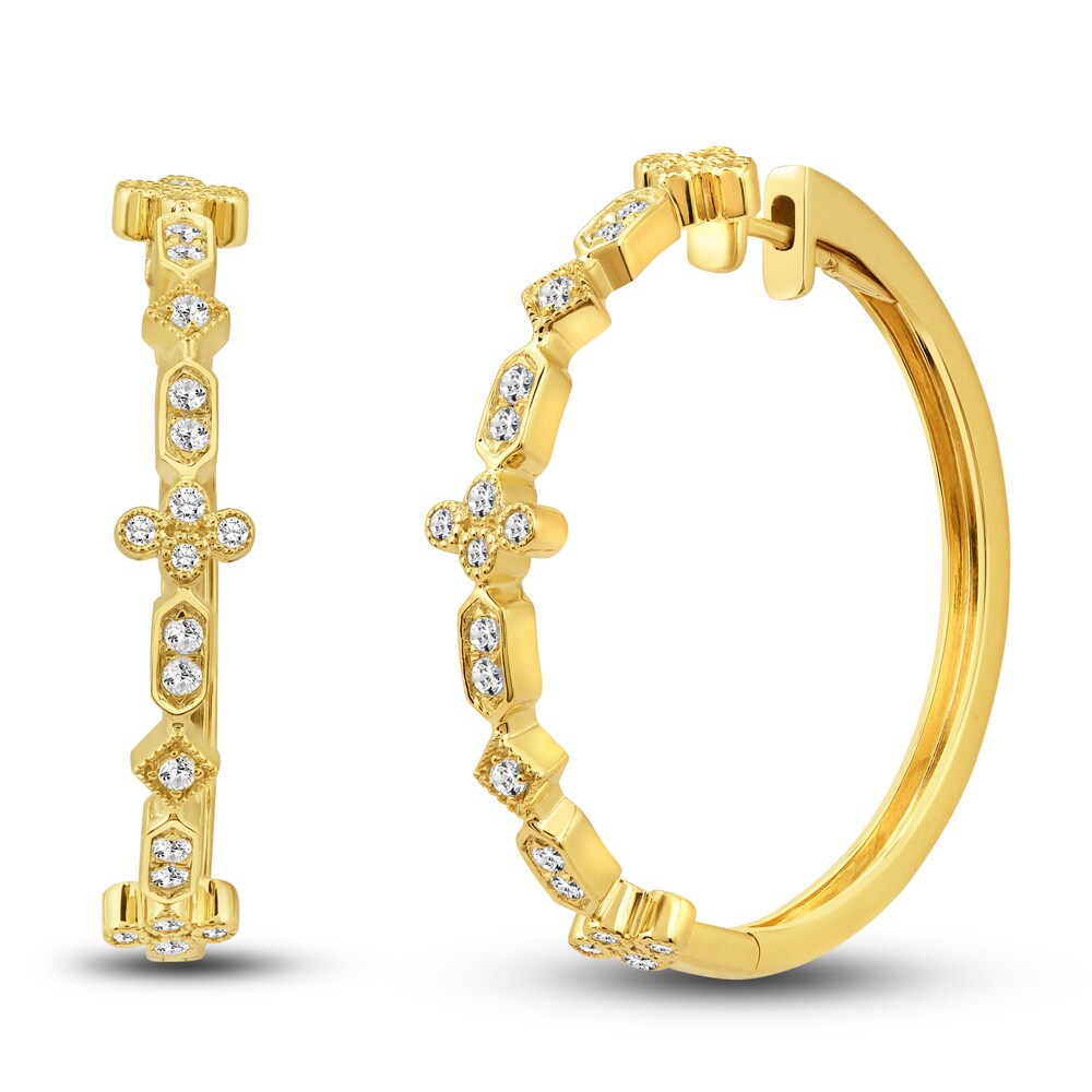 Diamond Hoop Earrings 1/2 ct tw Round 14K Yellow Gold gCxGCR0Y