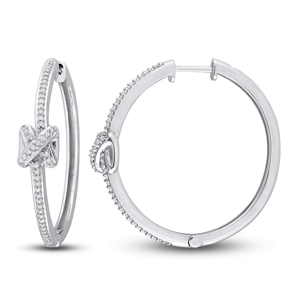 Diamond Y-Knot Hoop Earrings 3/8 ct tw Round 14K White Gold gMXkz3N7