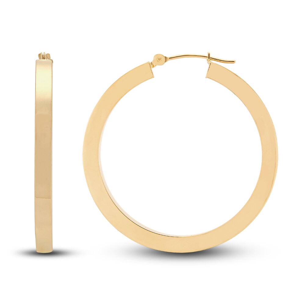 Polished Square Tube Hoop Earrings 14K Yellow Gold gPmgEWrc