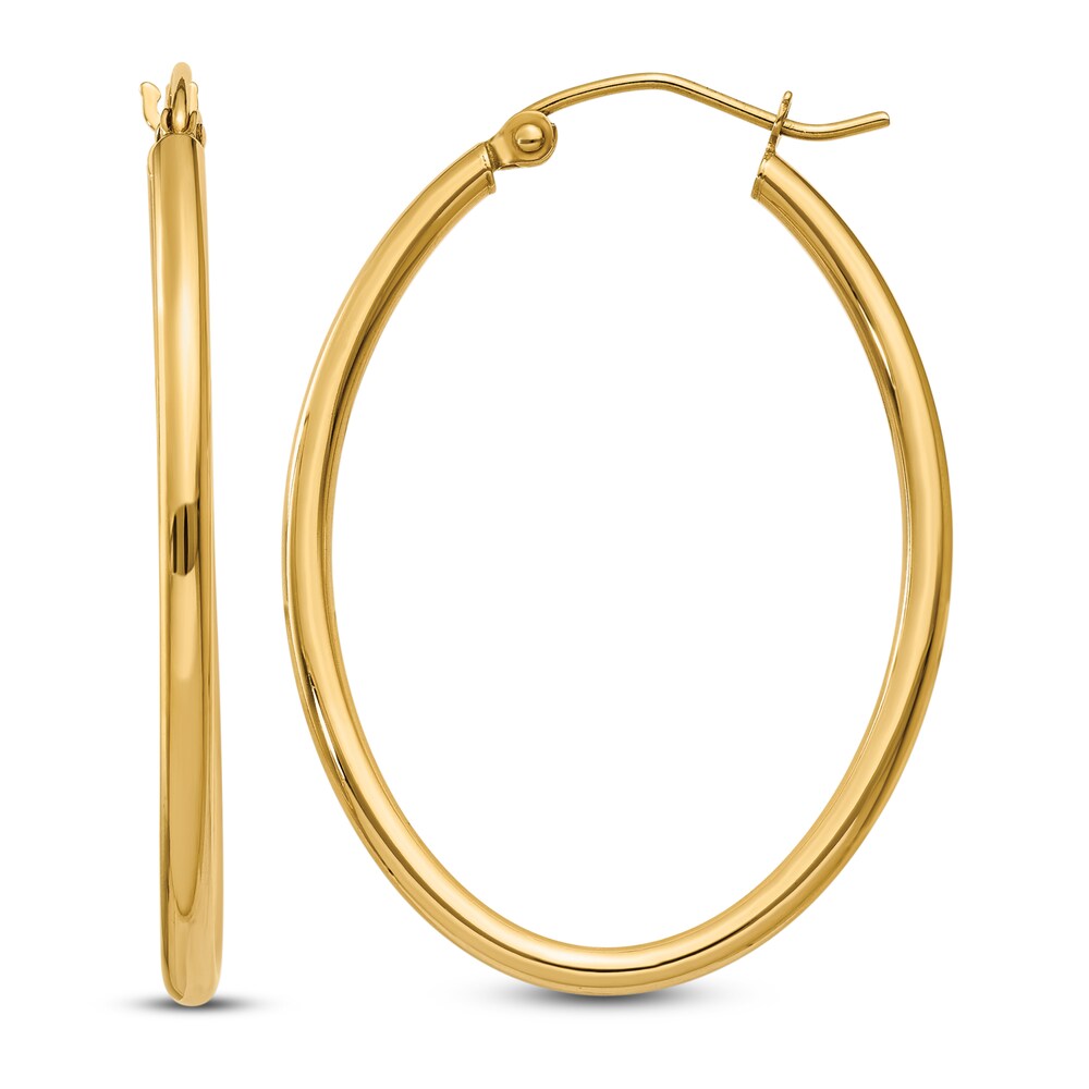 Polished Oval Hoop Earrings 14K Yellow Gold gX1xHu3P