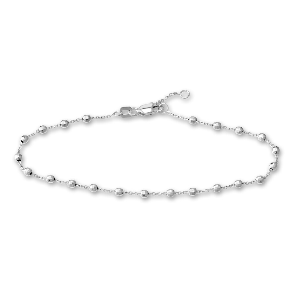 Diamond-Cut Beaded Station Bracelet 14K White Gold gaCaIoE5