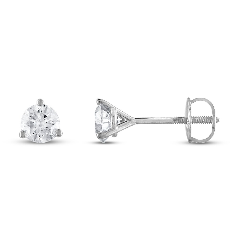 Certified Diamond Solitaire Earrings 3/4 ct tw Round 18K White Gold (SI2/I) gaOOijk0