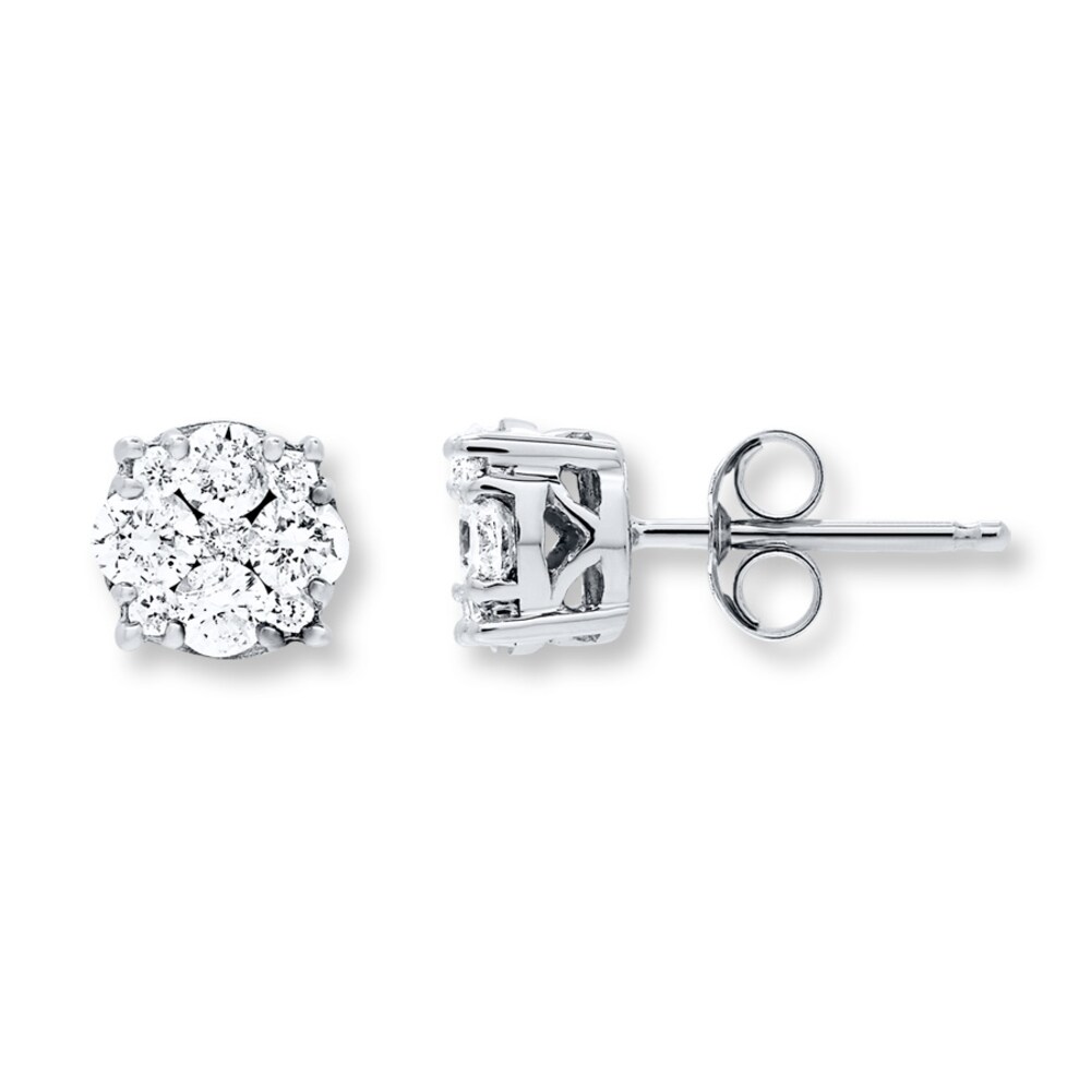 Diamond Earrings 1/2 ct tw Round-cut 10K White Gold gh0kTSG5