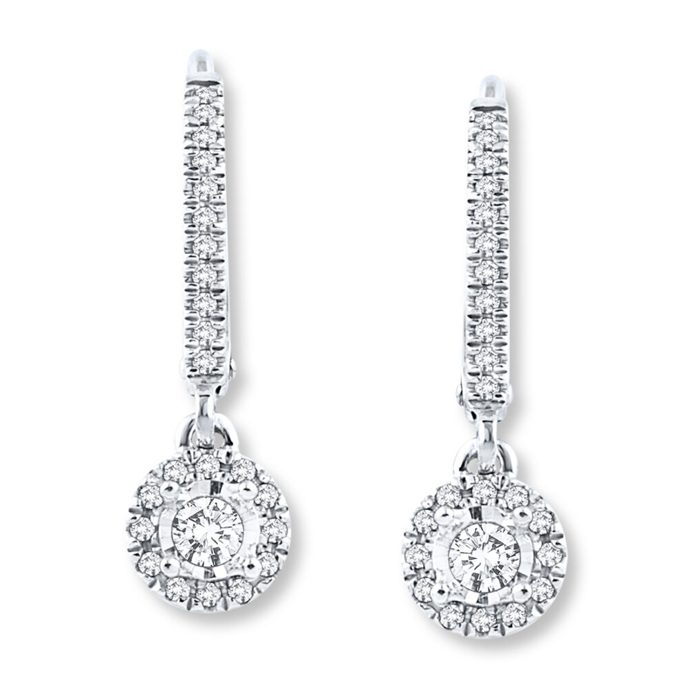 Diamond Drop Earrings 1/4 ct tw Round-cut 10K White Gold ghMvZA4G