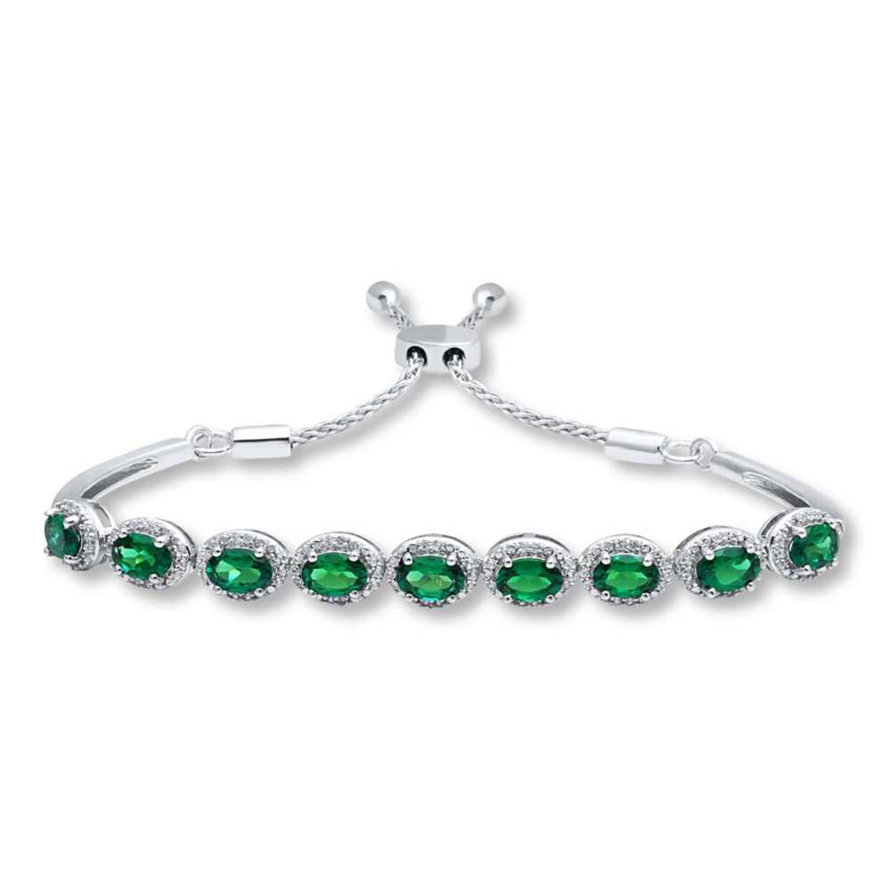 Lab-Created Emerald Sterling Silver Bolo Bracelet giqw3wni