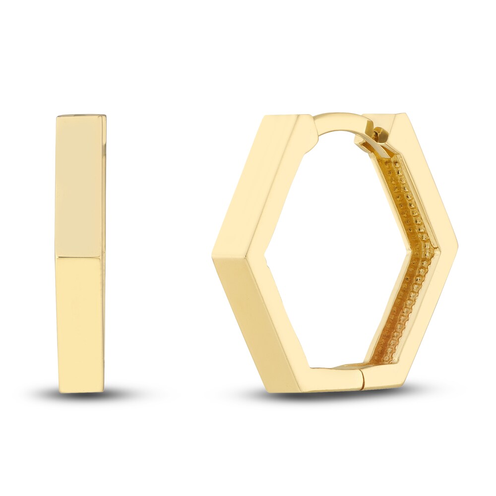 Pentagon Huggie Earrings 14K Yellow Gold gjI0KCOs