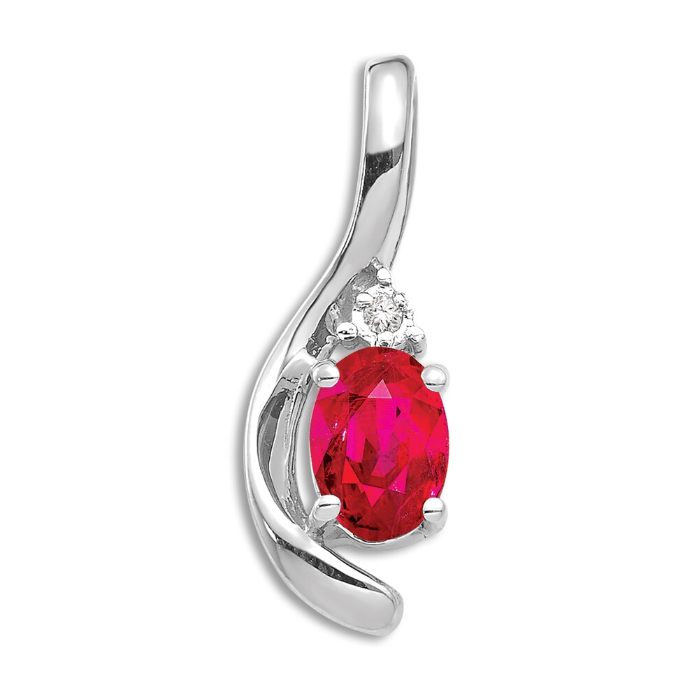 Natural Ruby Pendant Charm Diamond Accents 14K White Gold gkp3pQ1M [gkp3pQ1M]