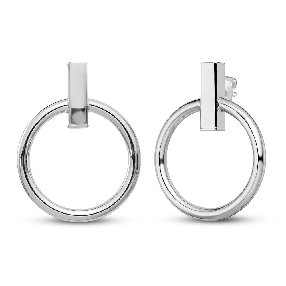 Circular Dangle Earrings 14K White Gold gl7900kc