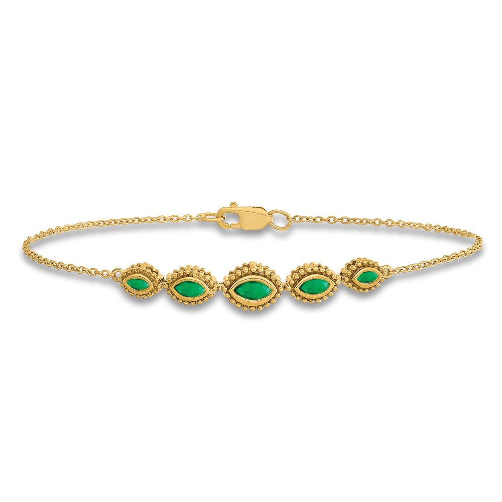 Natural Marquise Emerald Bracelet 14K Yellow Gold gleyQ7mH