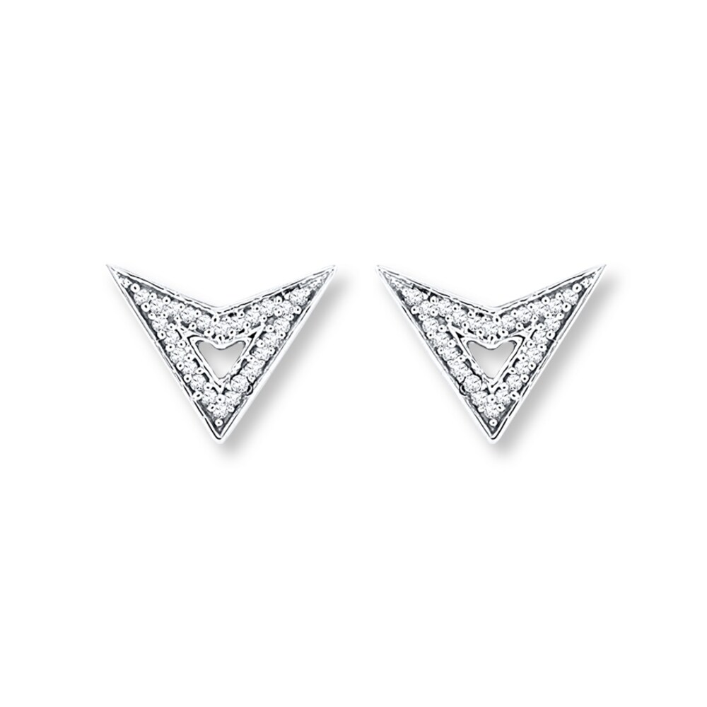 Diamond Chevron Earrings 1/15 ct tw Round-cut 10K White Gold gnoV9ycc