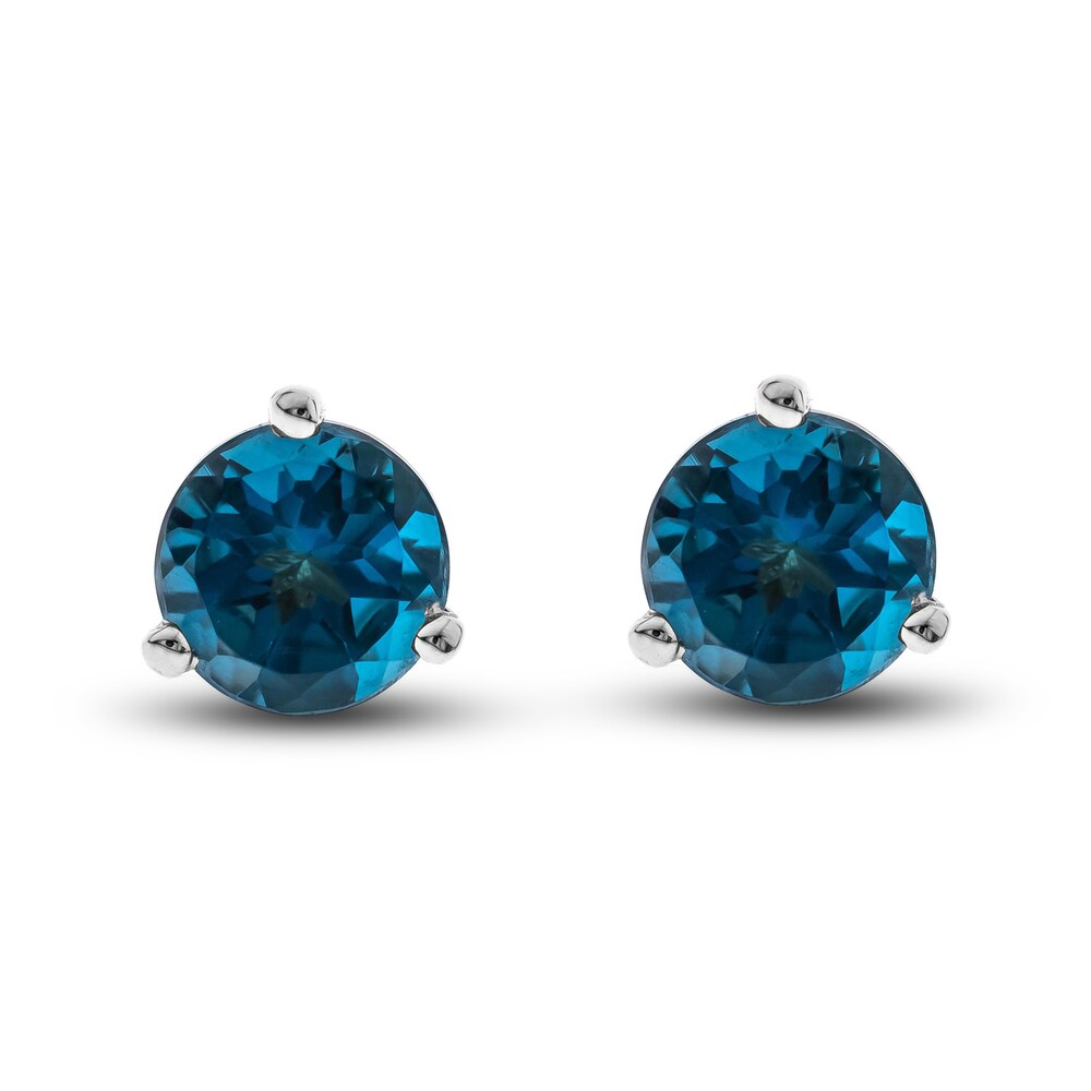 Natural Blue Topaz Martini Stud Earrings 14K White Gold gvmIKJB7