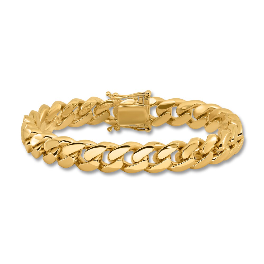 Men's Curb Link Chain Bracelet 14K Yellow Gold 10.7mm 8.25" gz4ElwxE