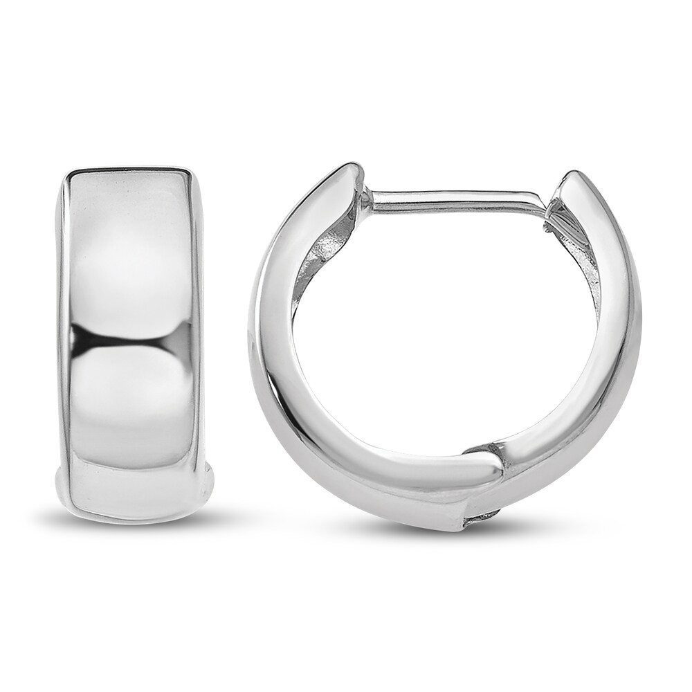 Hinged Huggie Hoop Earrings 14K White Gold gzFFQN7d