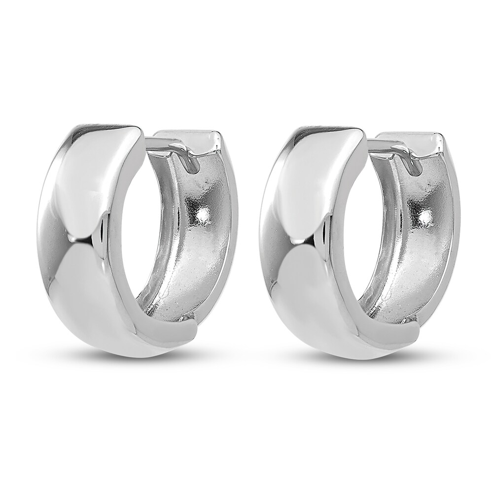 Hinged Huggie Hoop Earrings 14K White Gold gzFFQN7d