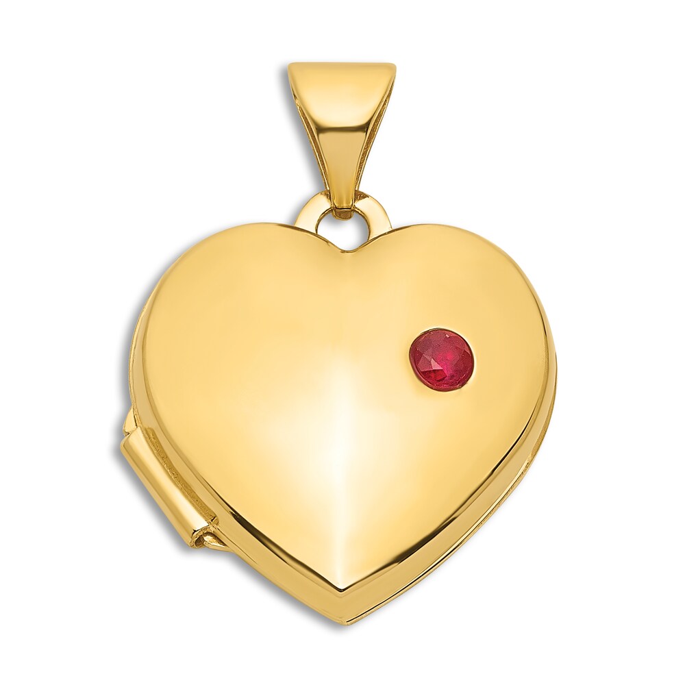 Natural Ruby Heart Locket Charm 14K Yellow Gold h0meiEPB