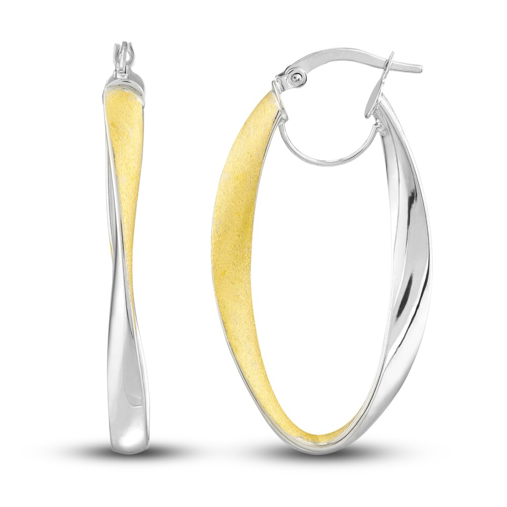 Satin/Polished Oval Hoop Earrings 14K Yellow Gold 33mm h1XLOp6M