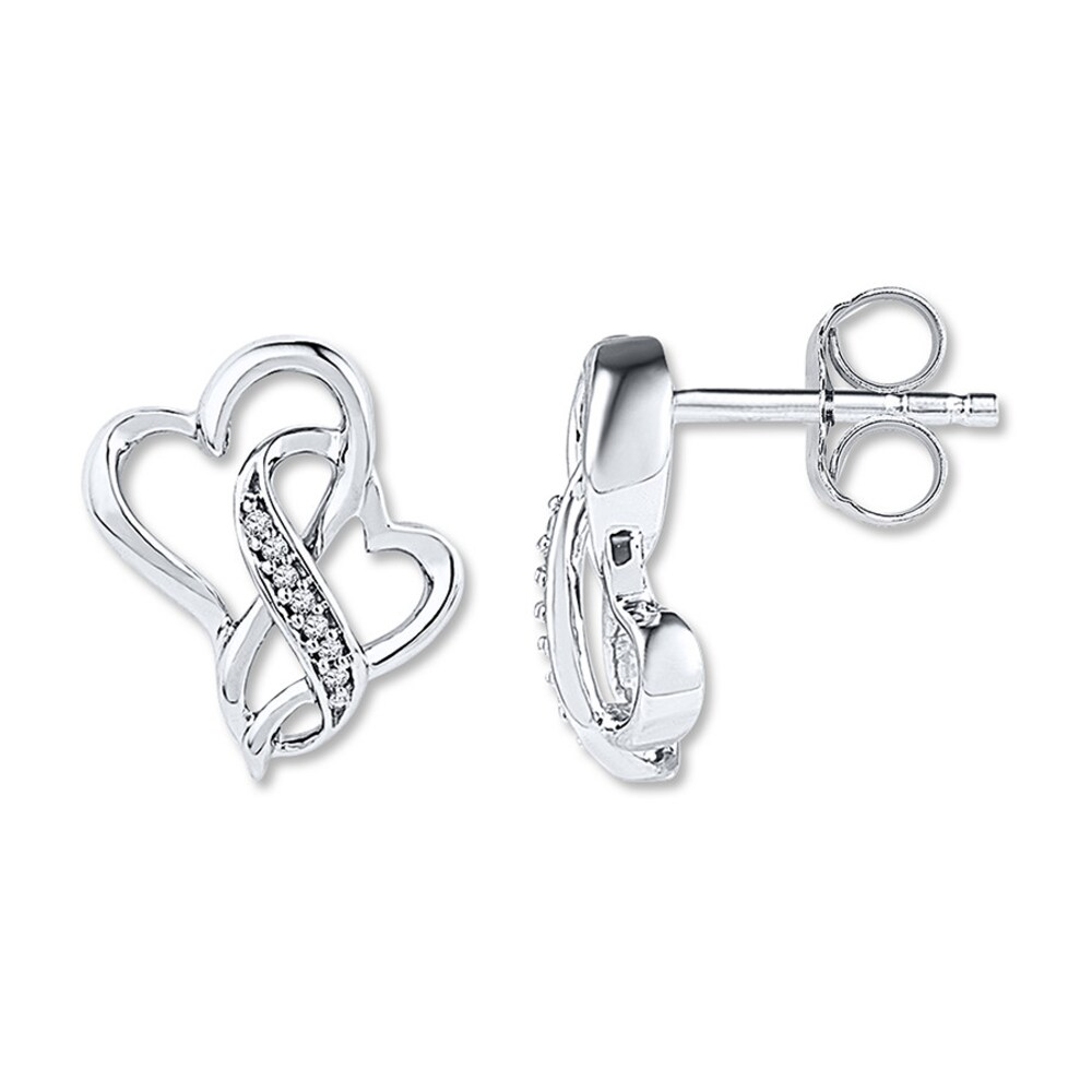 Heart & Infinity Earrings 1/20 ct tw Diamonds Sterling Silver h3X8E7tr [h3X8E7tr]