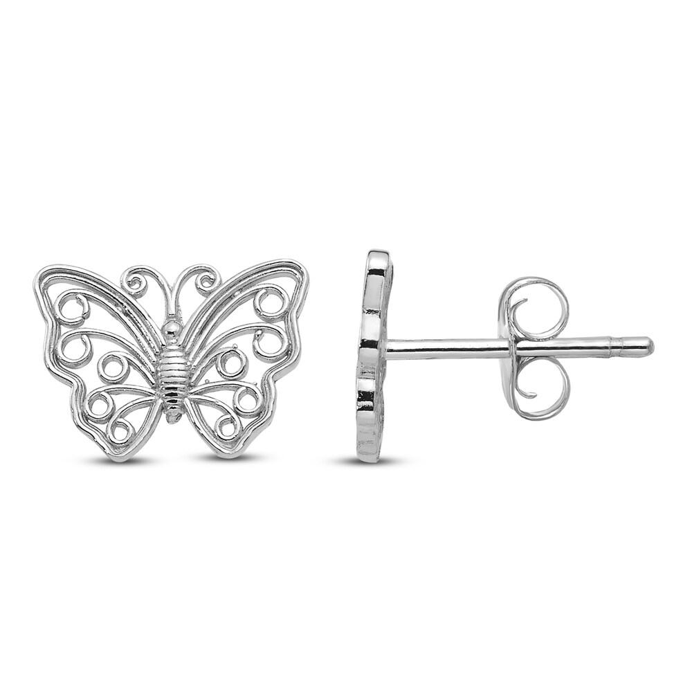 Butterfly Stud Earrings 14K White Gold h4ZXrJHy