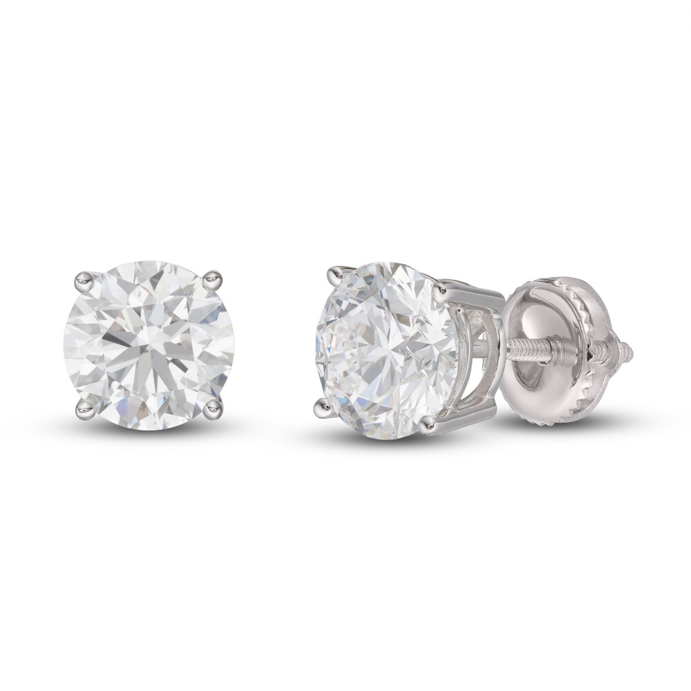 Lab-Created Diamond Solitaire Stud Earrings 5 ct tw Round 14K White Gold (SI2/F) hCNkjyUL