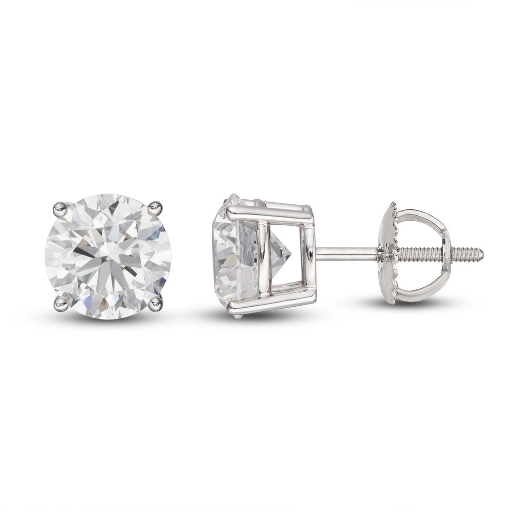 Lab-Created Diamond Solitaire Stud Earrings 5 ct tw Round 14K White Gold (SI2/F) hCNkjyUL