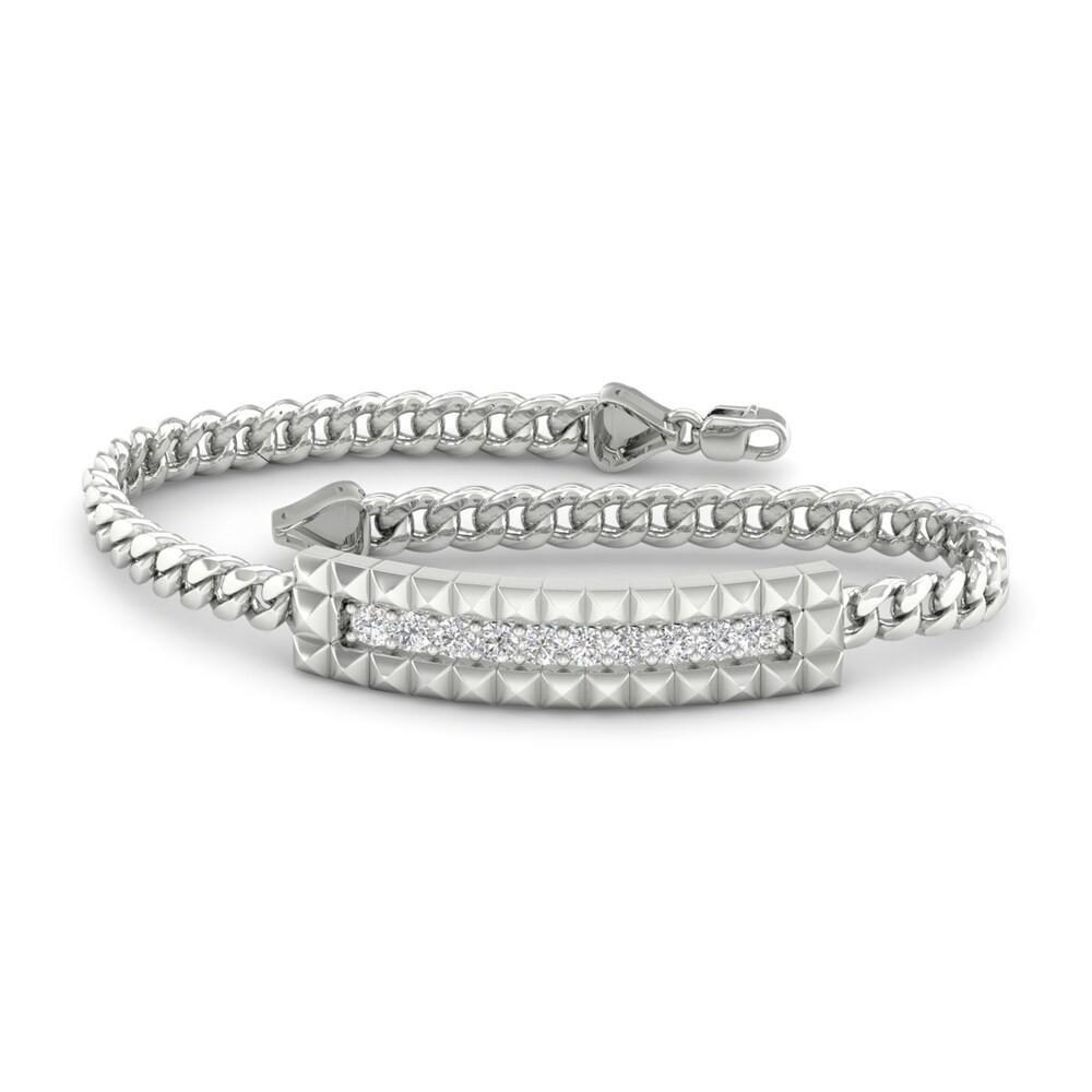 Men's Lab-Created Diamond Bracelet 2 ct tw Round 14K White Gold 8.5" hCaN05Wj