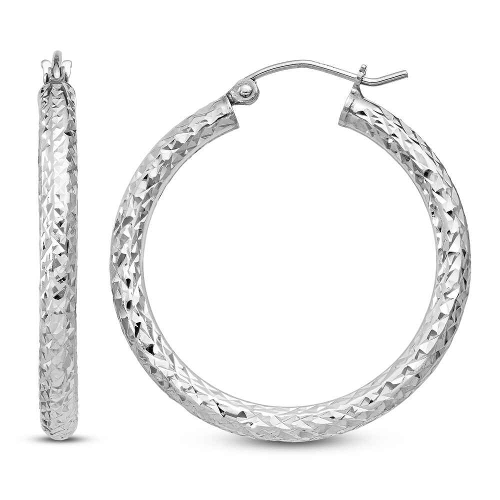 Diamond-Cut Hoop Earrings Sterling Silver hDHMkSg6