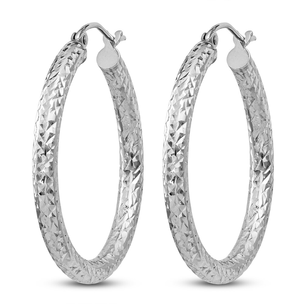 Diamond-Cut Hoop Earrings Sterling Silver hDHMkSg6