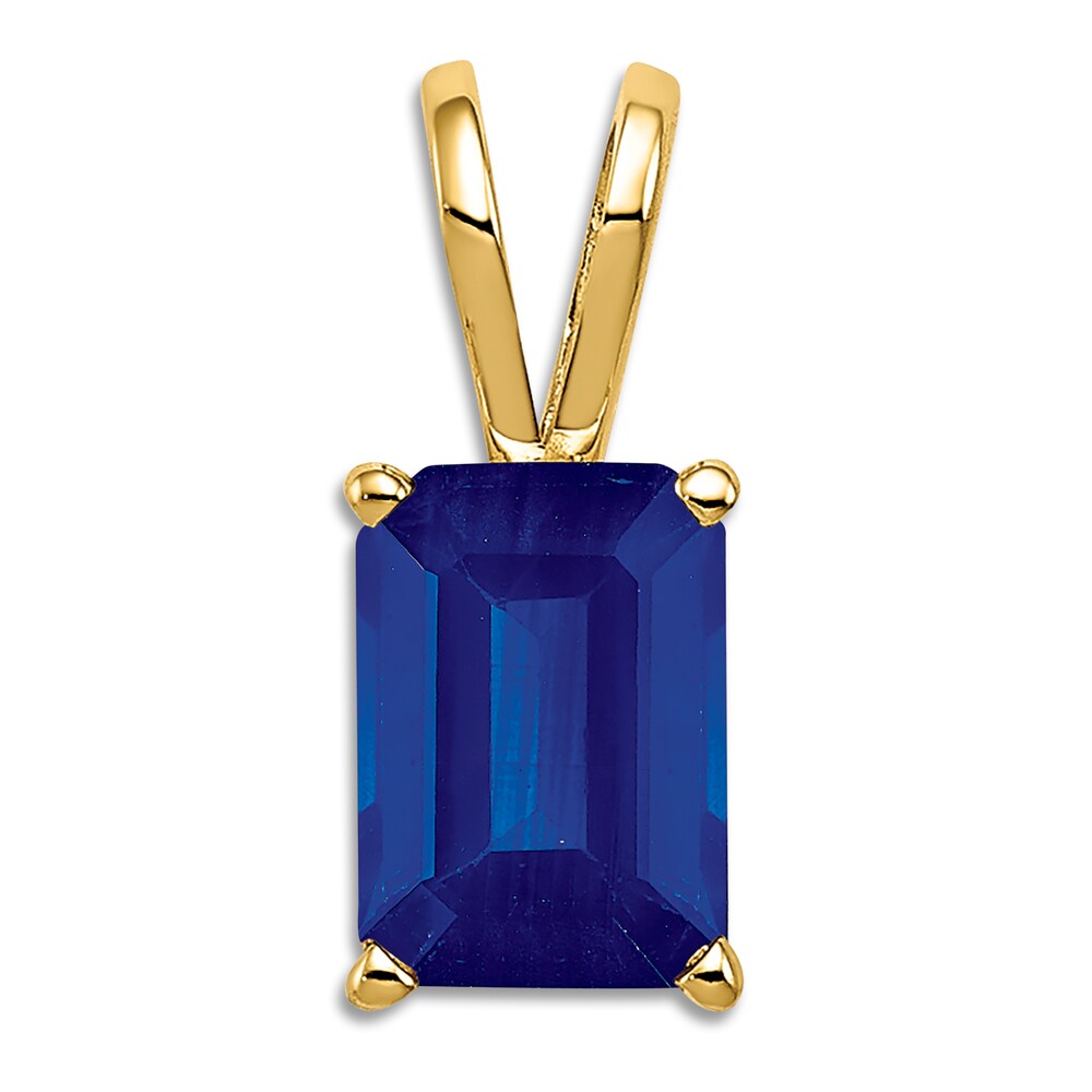 Natural Blue Sapphire Necklace Charm 14K Yellow Gold hDwgIvX6 [hDwgIvX6]