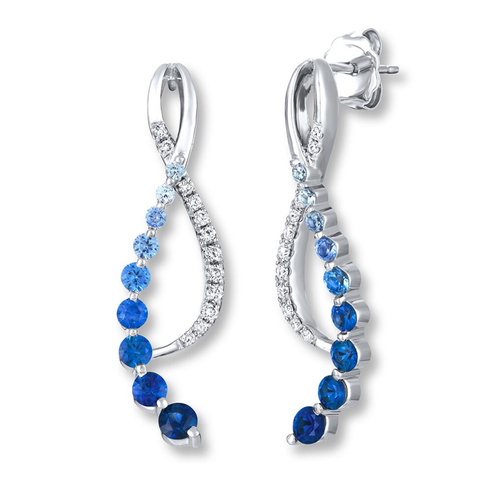 Le Vian Sapphire Denim Ombre Earrings 1/6 ct tw Diamonds 14K Vanilla Gold hJ62TEmn