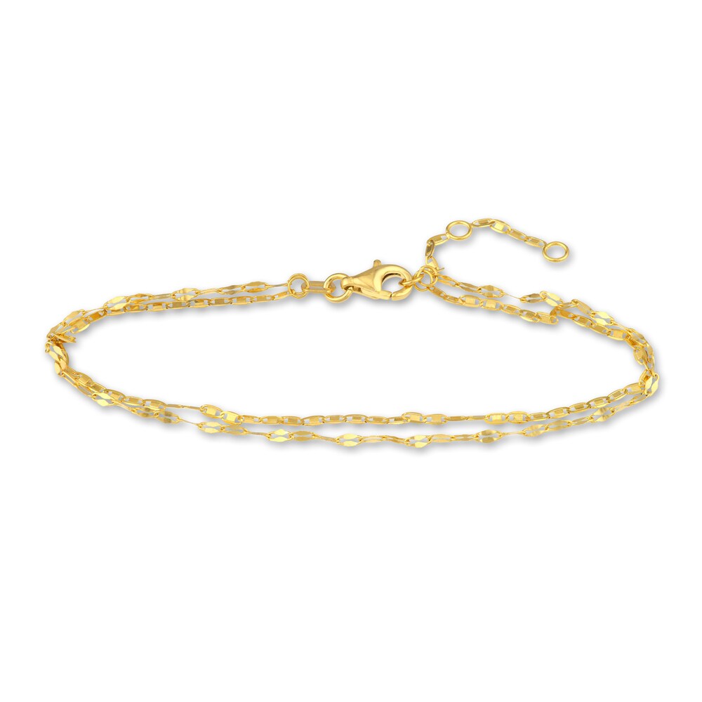 Mixed Chain Bracelet 14K Yellow Gold 7.5" Adj. hOp4103l