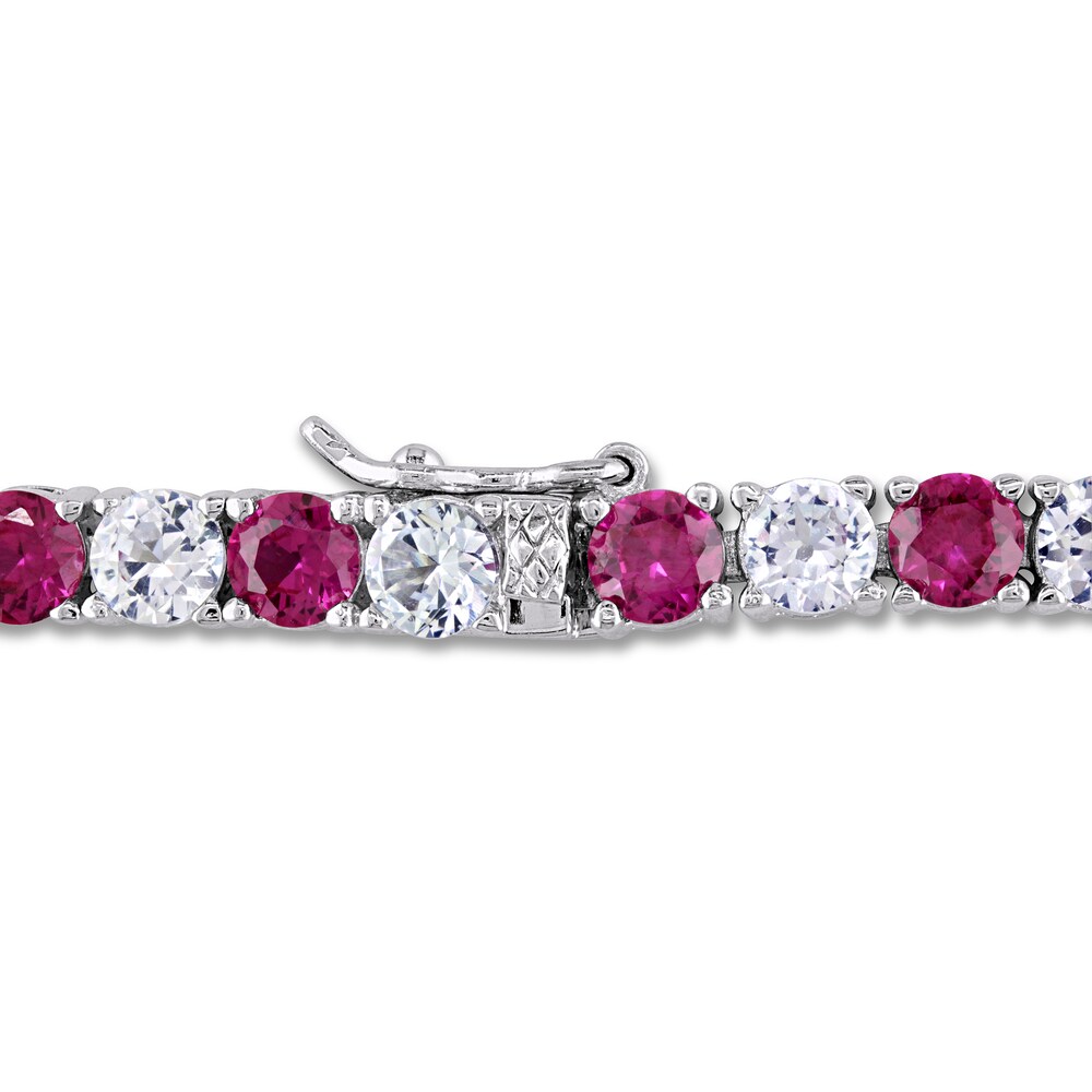 Lab-Created Ruby & Lab-Created Sapphire Bracelet Round Sterling Silver hP3CbhkJ