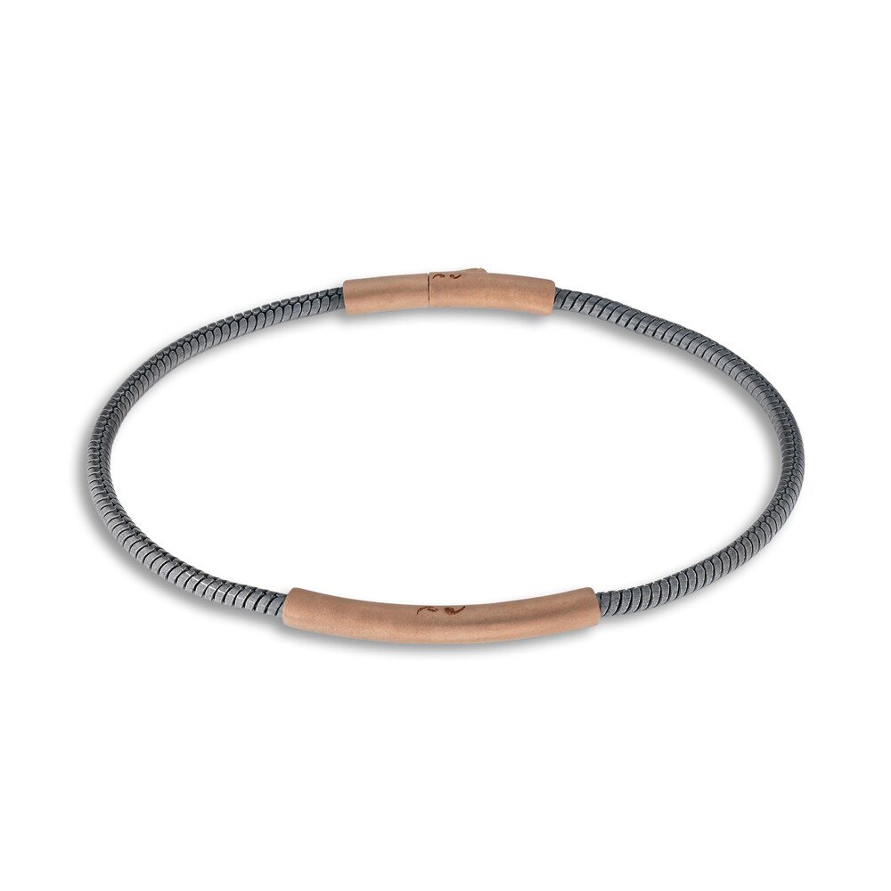 Marco Dal Maso Men's Ultrafine Bracelet Sterling Silver/18K Rose Gold-Plated 8" hSHMpB7U