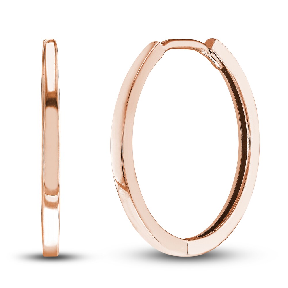 Polished Square Hoop Earrings 14K Rose Gold 18mm hU7nLO3P