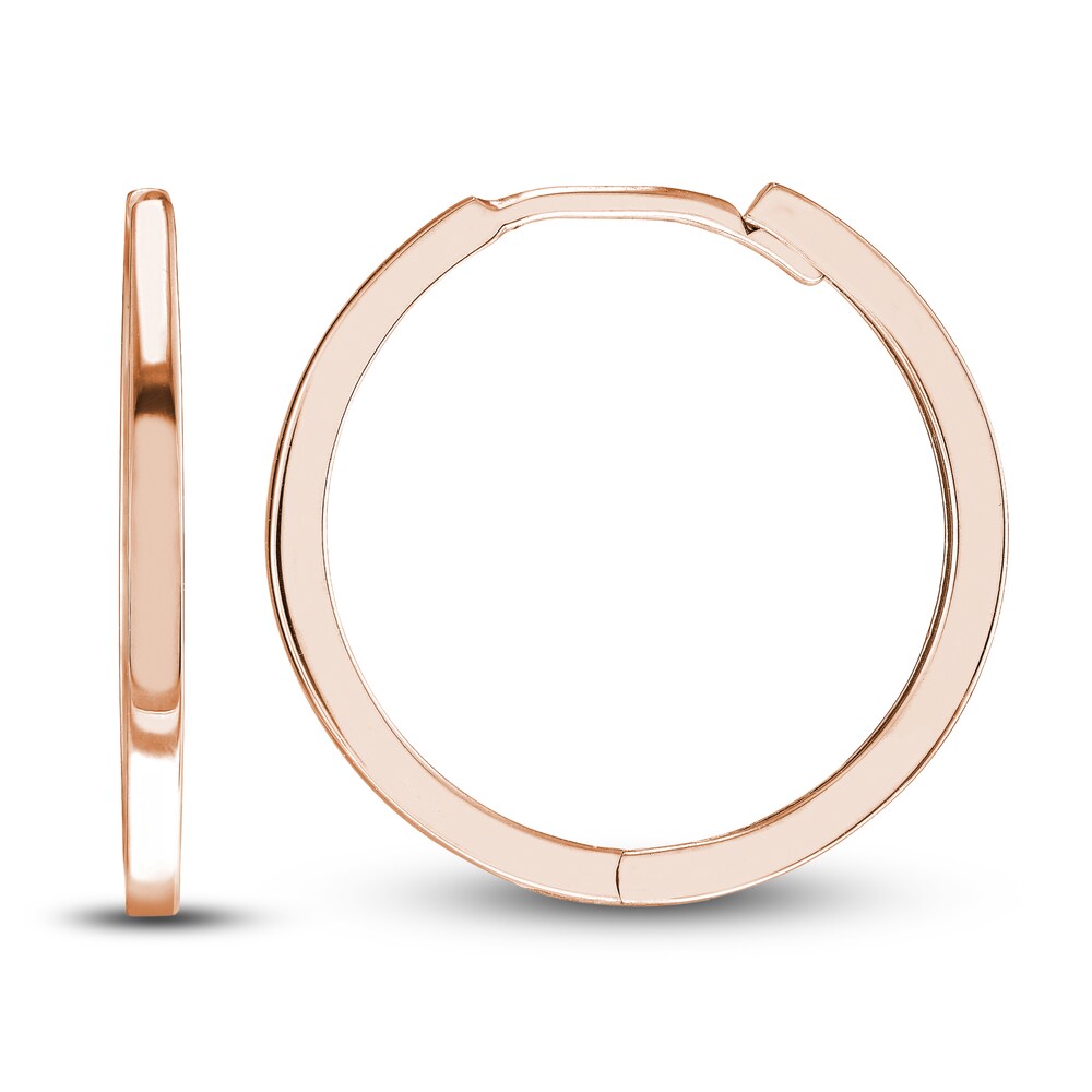 Polished Square Hoop Earrings 14K Rose Gold 18mm hU7nLO3P