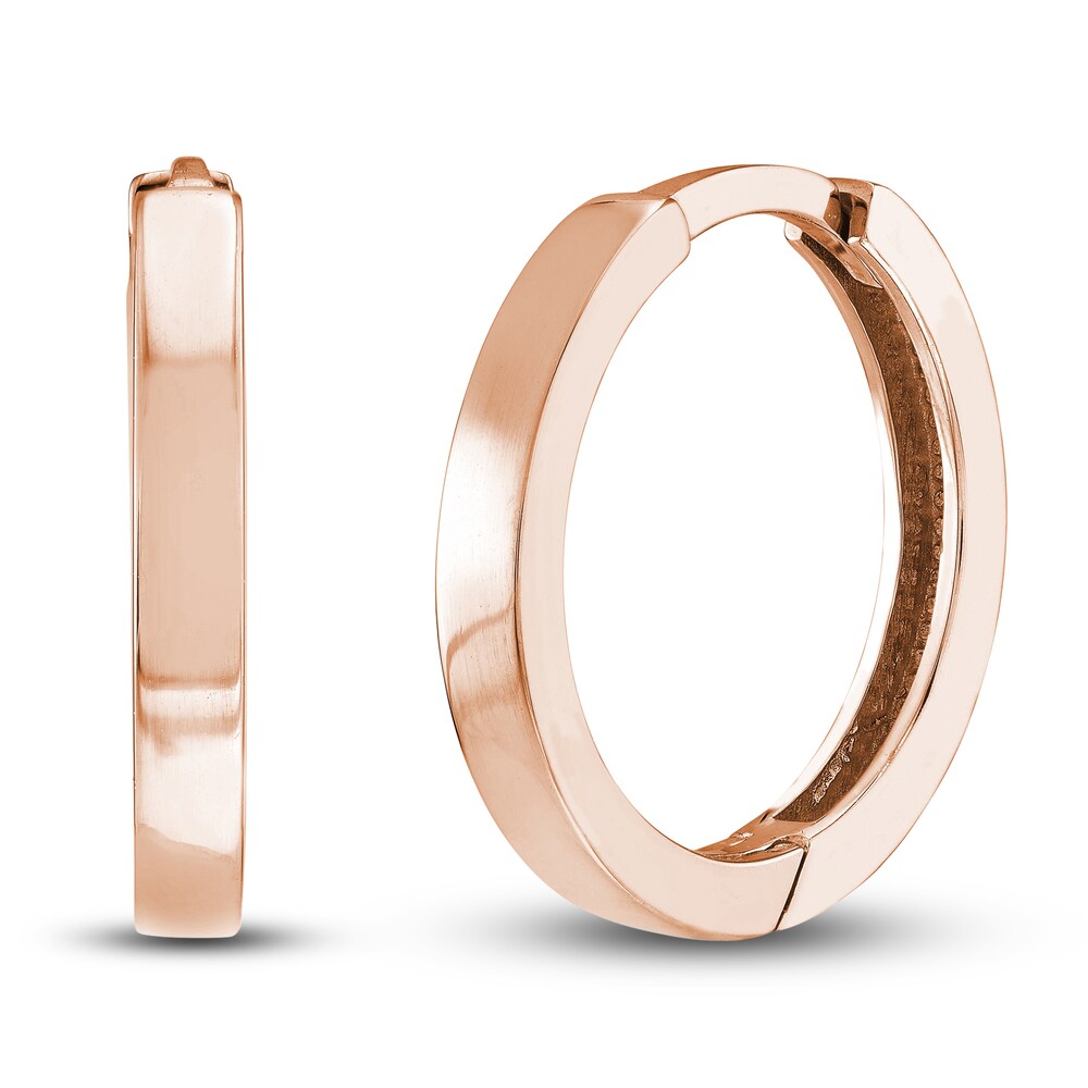 Polished Square Huggie Earrings 14K Rose Gold 14.25mm hZEdDofu