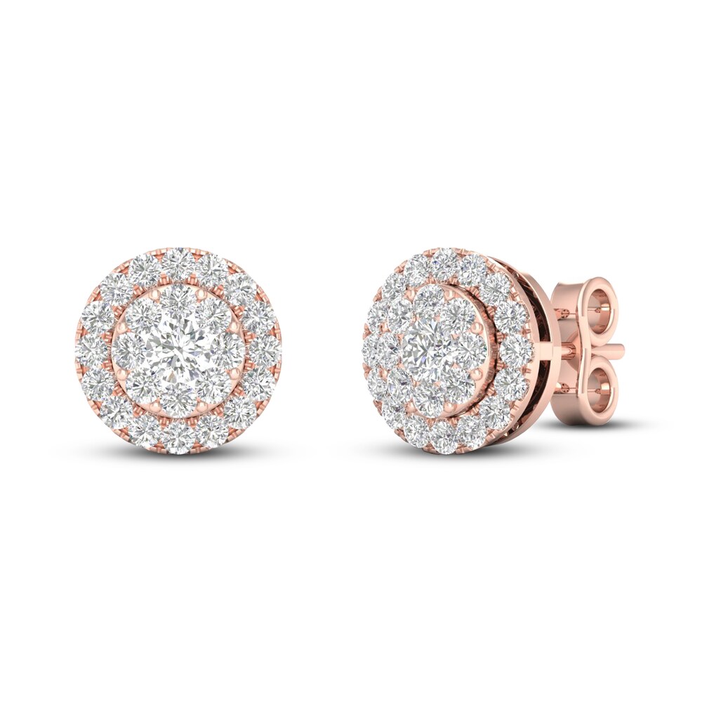 Diamond Stud Earrings 1/2 ct tw Round 10K Rose Gold hbTqmNd6