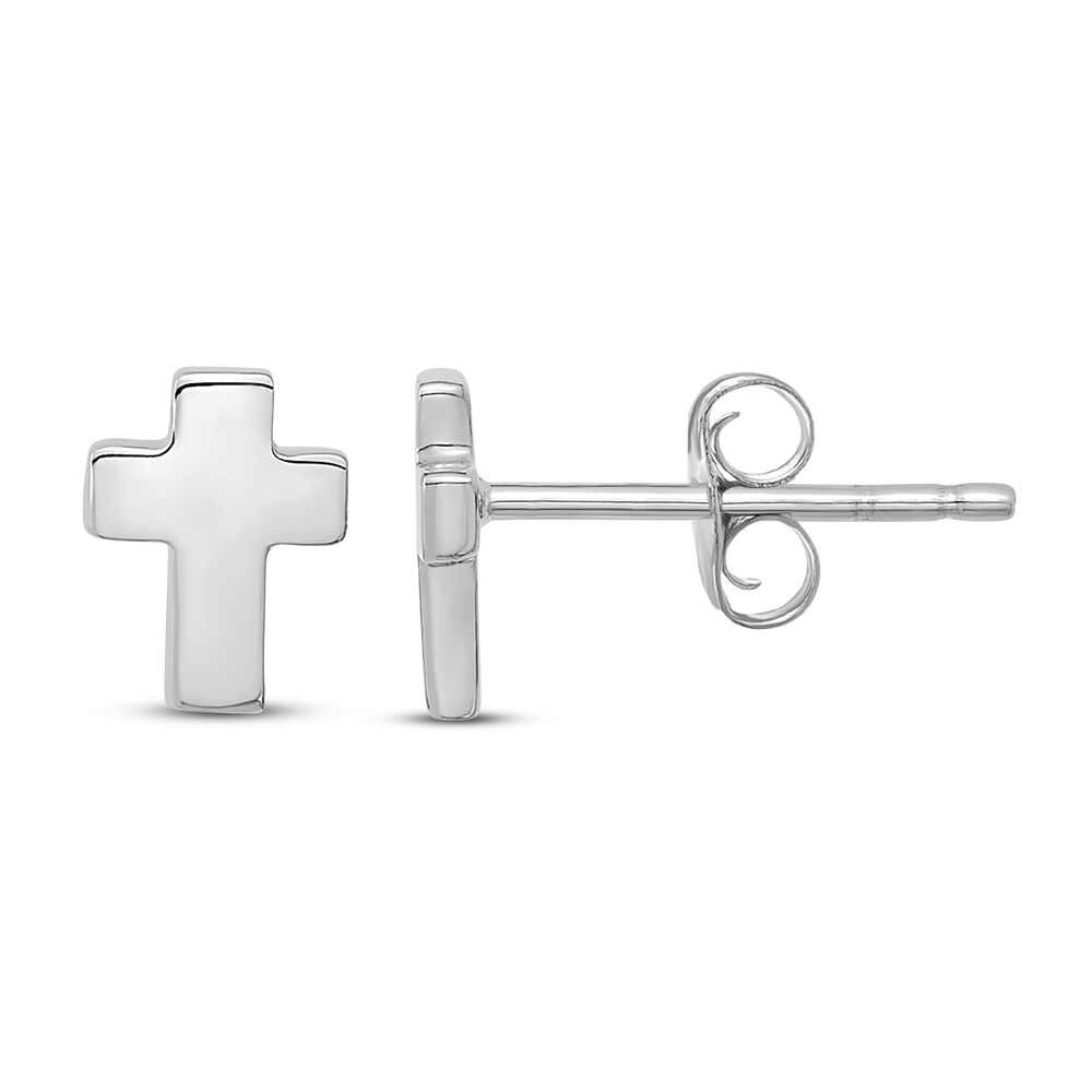 Cross Stud Earrings 14K White Gold hbeuev6l