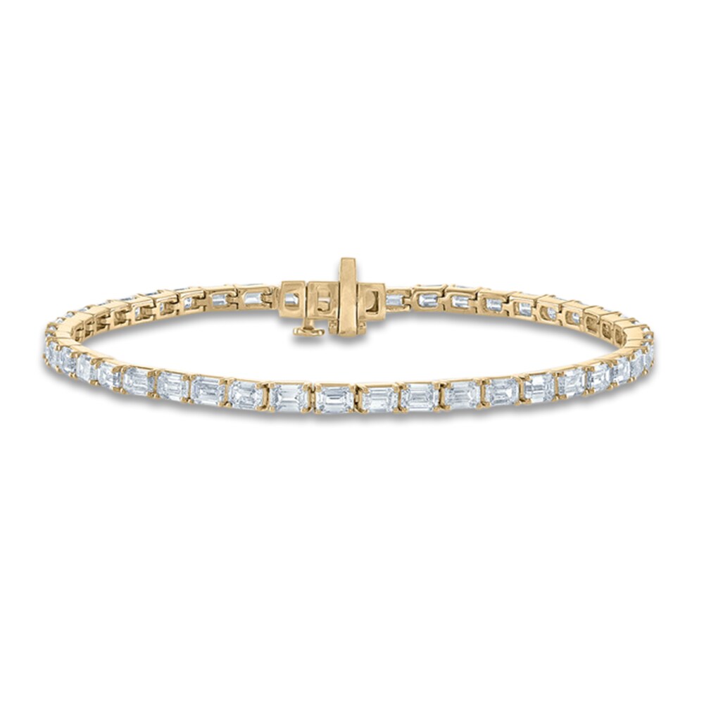 Lab-Created Diamond Bracelet 5-1/4 ct tw Emerald-cut 14K Yellow Gold 7" hcAAUGHH