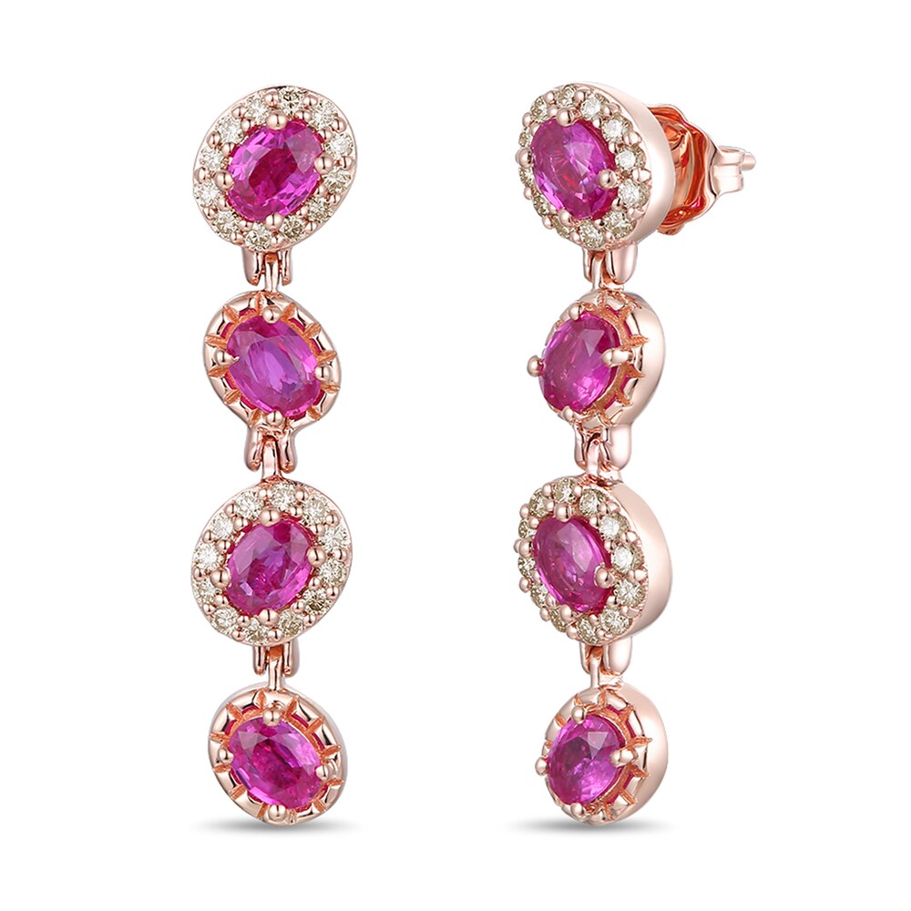 Le Vian Natural Ruby Earrings 1/3 ct tw Diamonds 14K Strawberry Gold hcTVAKFN