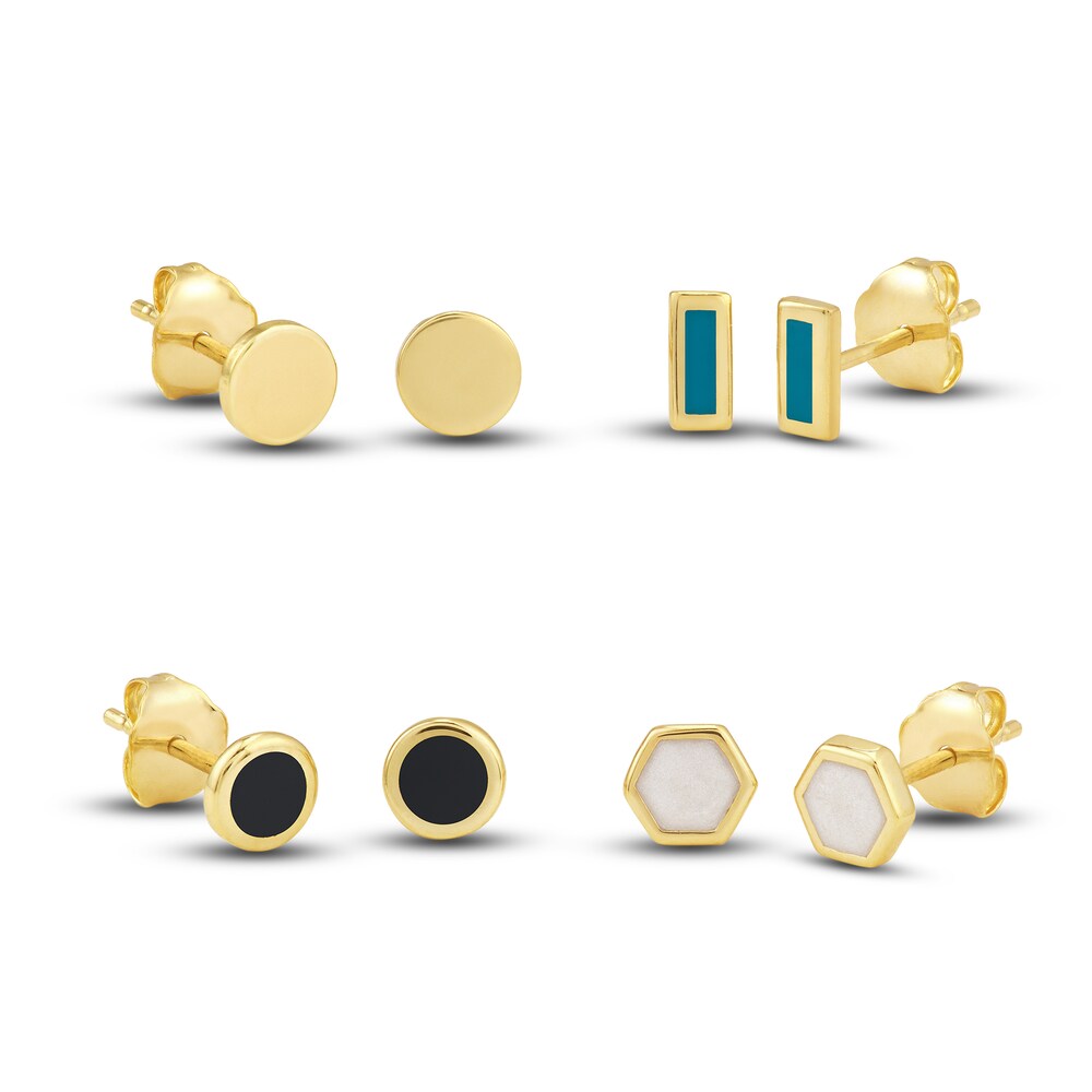 Geometric Stud Earring Set 14K Yellow Gold he6TpL3z